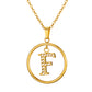 Initial Necklace for Women, Round Frame Letter Pendant, A to Z Alphabet Charm Necklace, Pave Initial Jewelry