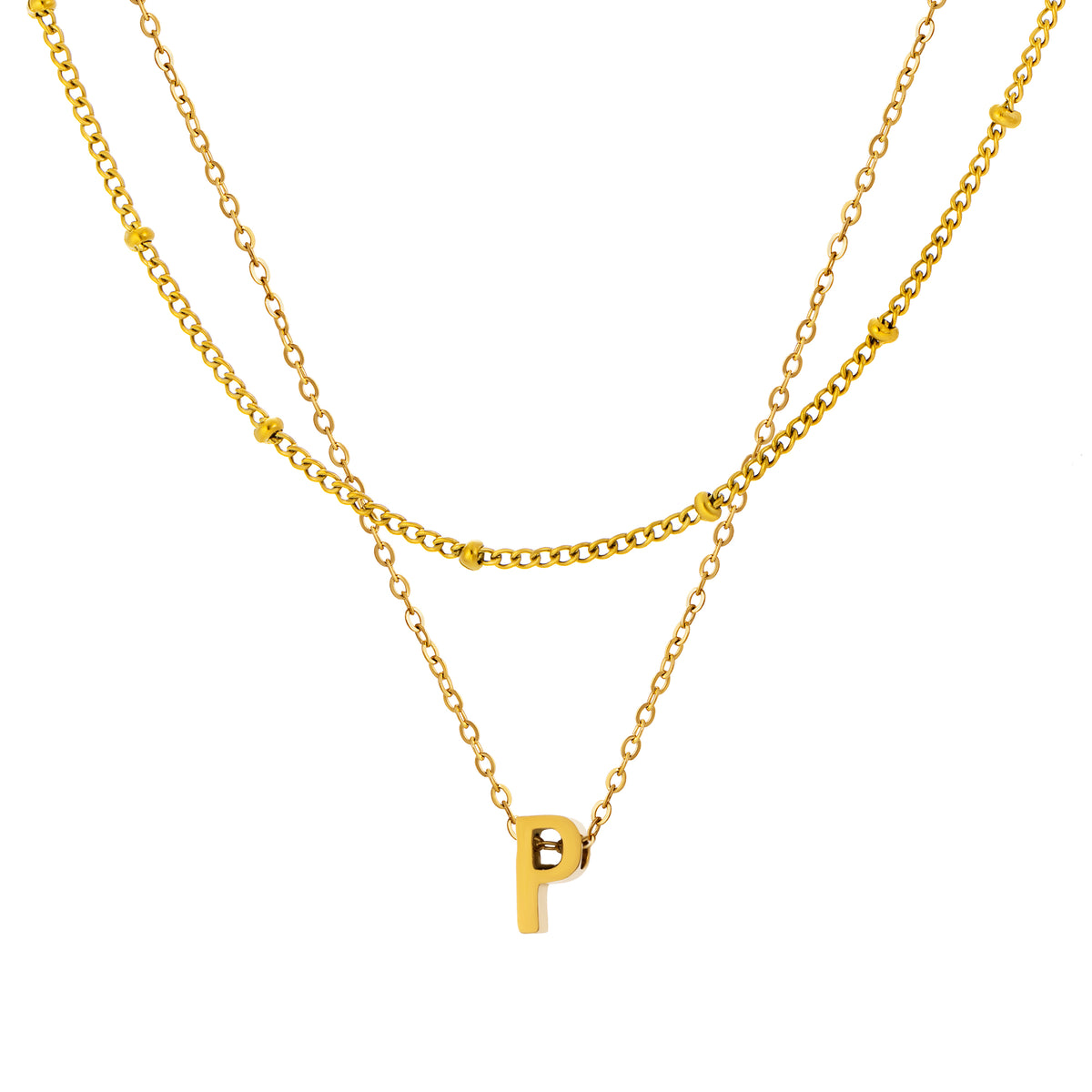 Petite Initial Necklace for Women, Layered Beaded Chain Necklace, A to Z Letter Pendant Jewelry for Daily Wear