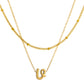 Initial Necklace for Women, Layered Beaded Chain Necklace, A to Z Letter Pendant Jewelry for Daily Wear
