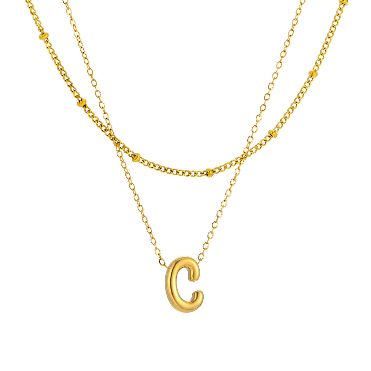 Initial Necklace for Women, Layered Beaded Chain Necklace, A to Z Letter Pendant Jewelry for Daily Wear