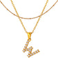 Stainless Steel Initial Necklace for Women, Gold Tone Crystal Letter Pendant, A-Z Alphabet Necklace, Personalized Jewelry Gift