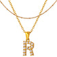 Stainless Steel Initial Necklace for Women, Gold Tone Crystal Letter Pendant, A-Z Alphabet Necklace, Personalized Jewelry Gift