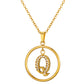 Initial Necklace for Women, Round Frame Letter Pendant, A to Z Alphabet Charm Necklace, Pave Initial Jewelry