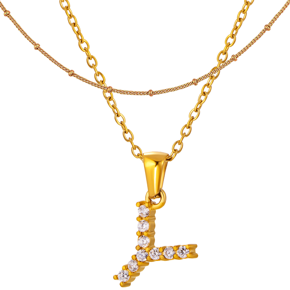 Stainless Steel Initial Necklace for Women, Gold Tone Crystal Letter Pendant, A-Z Alphabet Necklace, Personalized Jewelry Gift