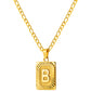 Stainless Steel Initial Necklace for Men and Women, Gold Tone Rectangular Letter Pendant, A to Z Alphabet Jewelry