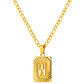 Stainless Steel Initial Necklace for Men and Women, Gold Tone Rectangular Letter Pendant, A to Z Alphabet Jewelry