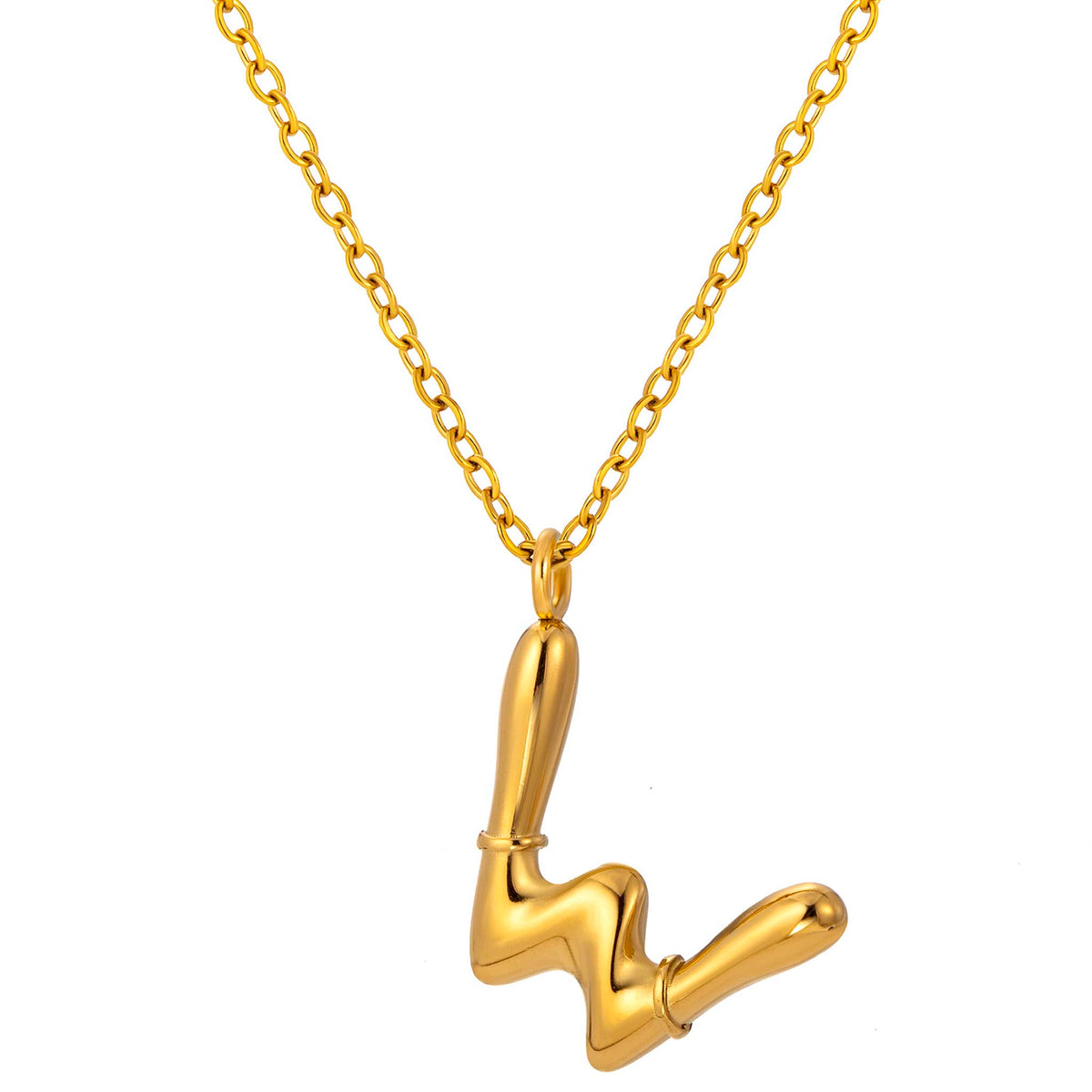 Initial Necklace for Women, Bubble Letter Pendant Necklace, Alphabet Charm Necklace, A to Z Personalized Jewelry