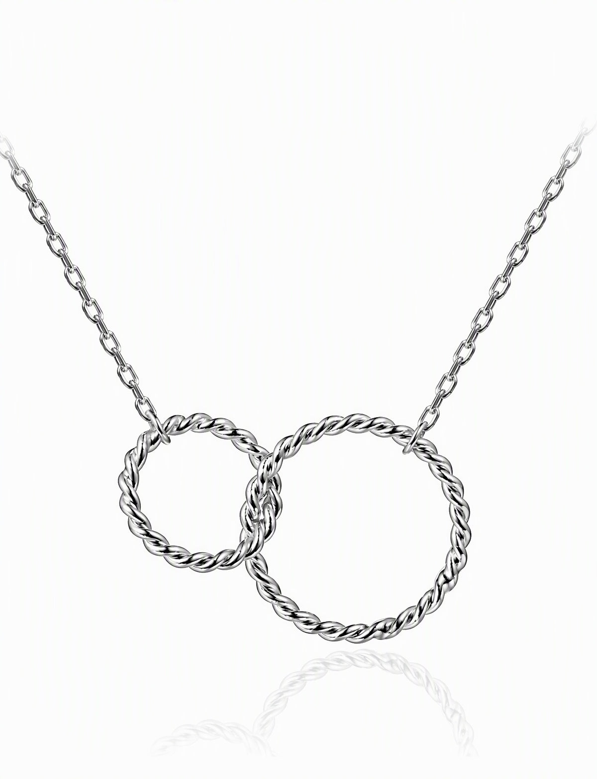 Interlocking Circle Necklace for Women, Twisted Rope Double Ring Design, Minimalist Linked Jewelry for Everyday Style