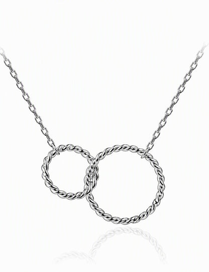 Interlocking Circle Necklace for Women, Twisted Rope Double Ring Design, Minimalist Linked Jewelry for Everyday Style