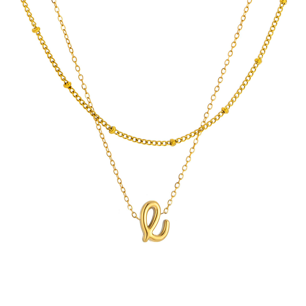 Initial Necklace for Women, Layered Beaded Chain Necklace, A to Z Letter Pendant Jewelry for Daily Wear