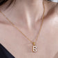 Stainless Steel Initial Necklace for Men and Women, Gold Tone Rhinestone Letter Pendant, A to Z Alphabet Jewelry, 21 x 13 mm