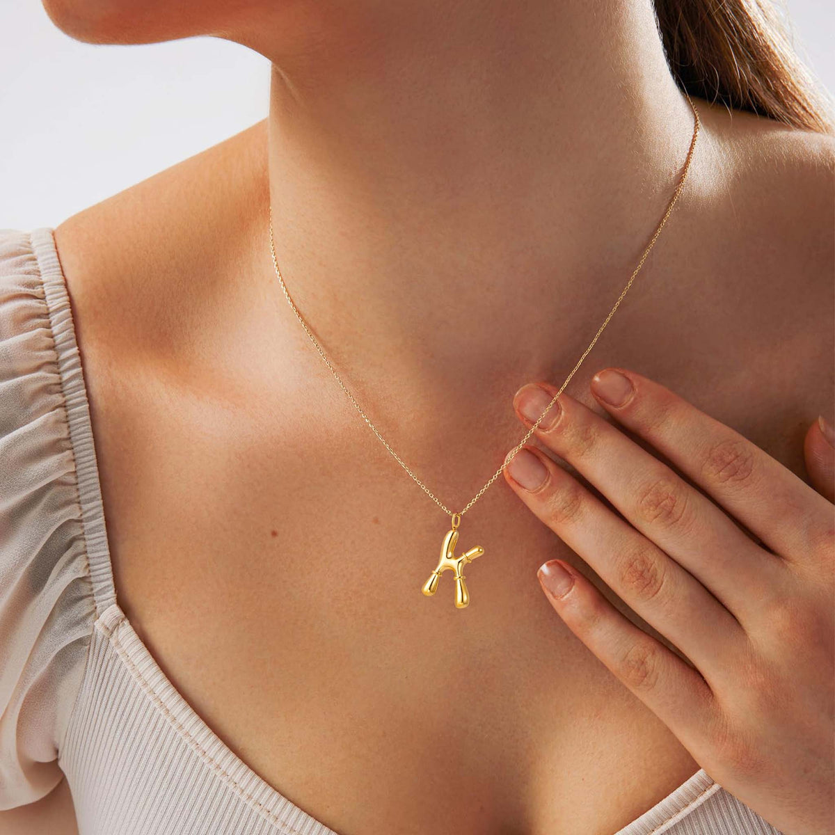 Initial Necklace for Women, Bubble Letter Pendant Necklace, Alphabet Charm Necklace, A to Z Personalized Jewelry