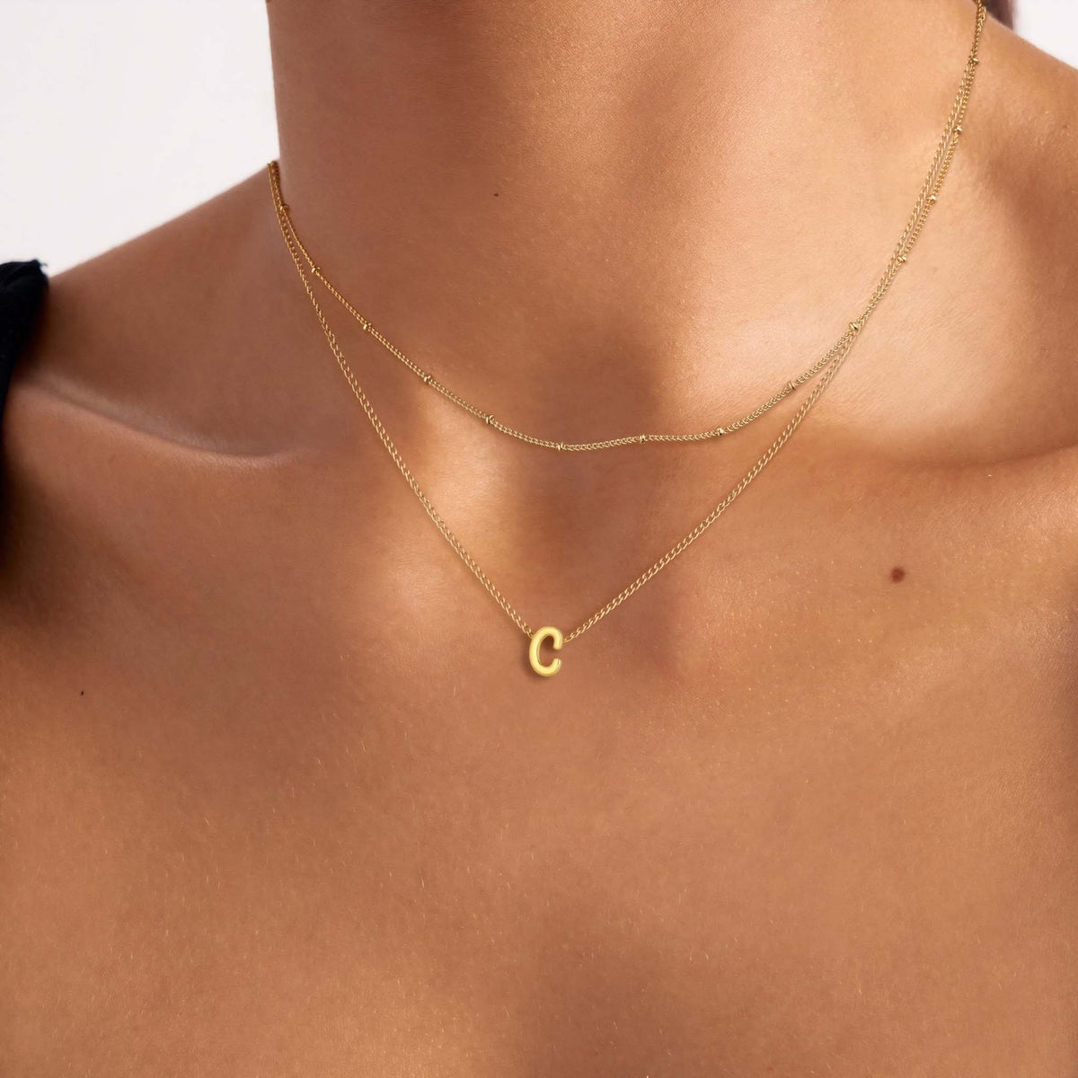 Initial Necklace for Women, Layered Beaded Chain Necklace, A to Z Letter Pendant Jewelry for Daily Wear