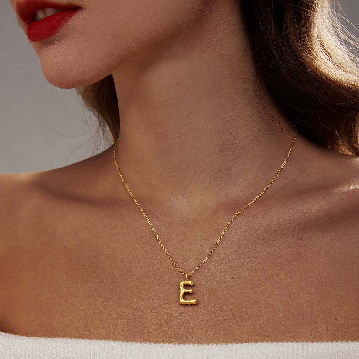 Initial Necklace for Women, Bubble Letter Pendant Necklace, Alphabet Charm Necklace, A to Z Personalized Jewelry