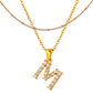 Stainless Steel Initial Necklace for Women, Gold Tone Crystal Letter Pendant, A-Z Alphabet Necklace, Personalized Jewelry Gift