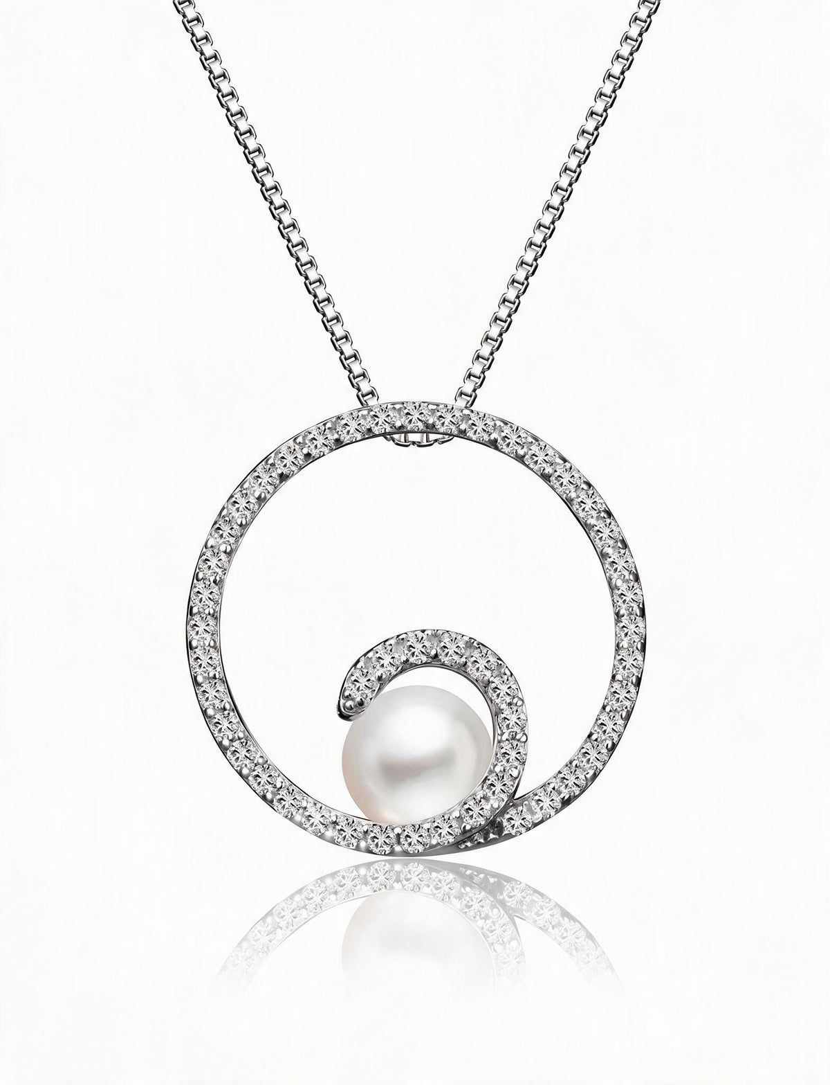 Freshwater Pearl Necklace, 925 Sterling Silver Round Pearl Pendant Jewelry with Silver Chain, Modern Pearl Necklace for Women