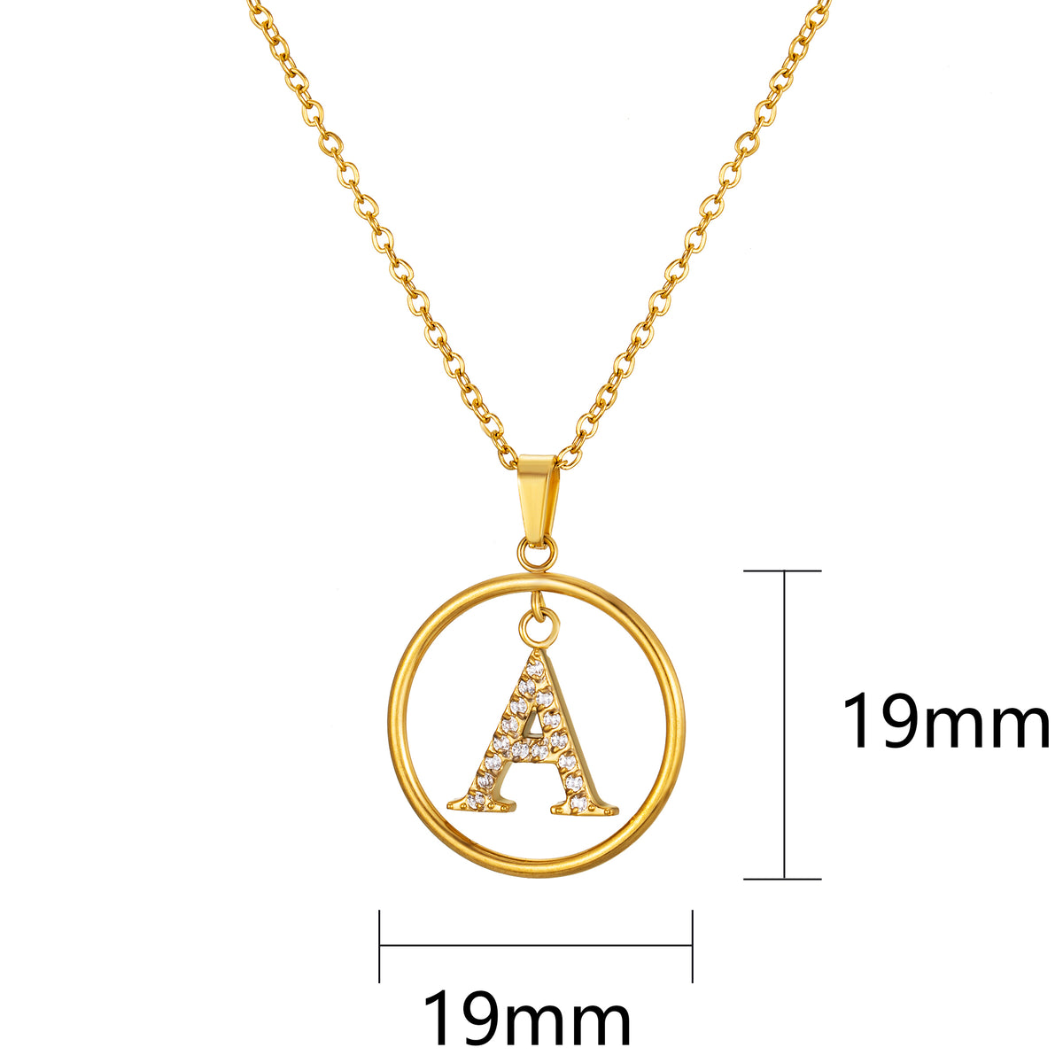 Initial Necklace for Women, Round Frame Letter Pendant, A to Z Alphabet Charm Necklace, Pave Initial Jewelry