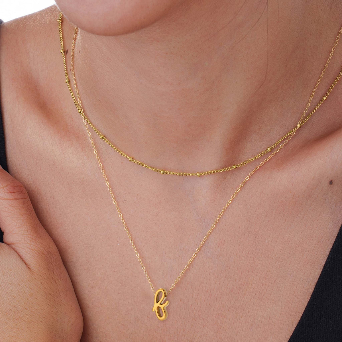 Initial Necklace for Women, Layered Beaded Chain Necklace, A to Z Letter Pendant Jewelry for Daily Wear