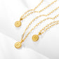 Initial Necklace for Women, Round Coin Letter Pendant, Textured Medallion Charm, Paperclip Chain Jewelry for Daily Wear