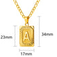 Stainless Steel Initial Necklace for Men and Women, Gold Tone Rectangular Letter Pendant, A to Z Alphabet Jewelry