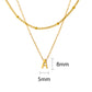 Petite Initial Necklace for Women, Layered Beaded Chain Necklace, A to Z Letter Pendant Jewelry for Daily Wear