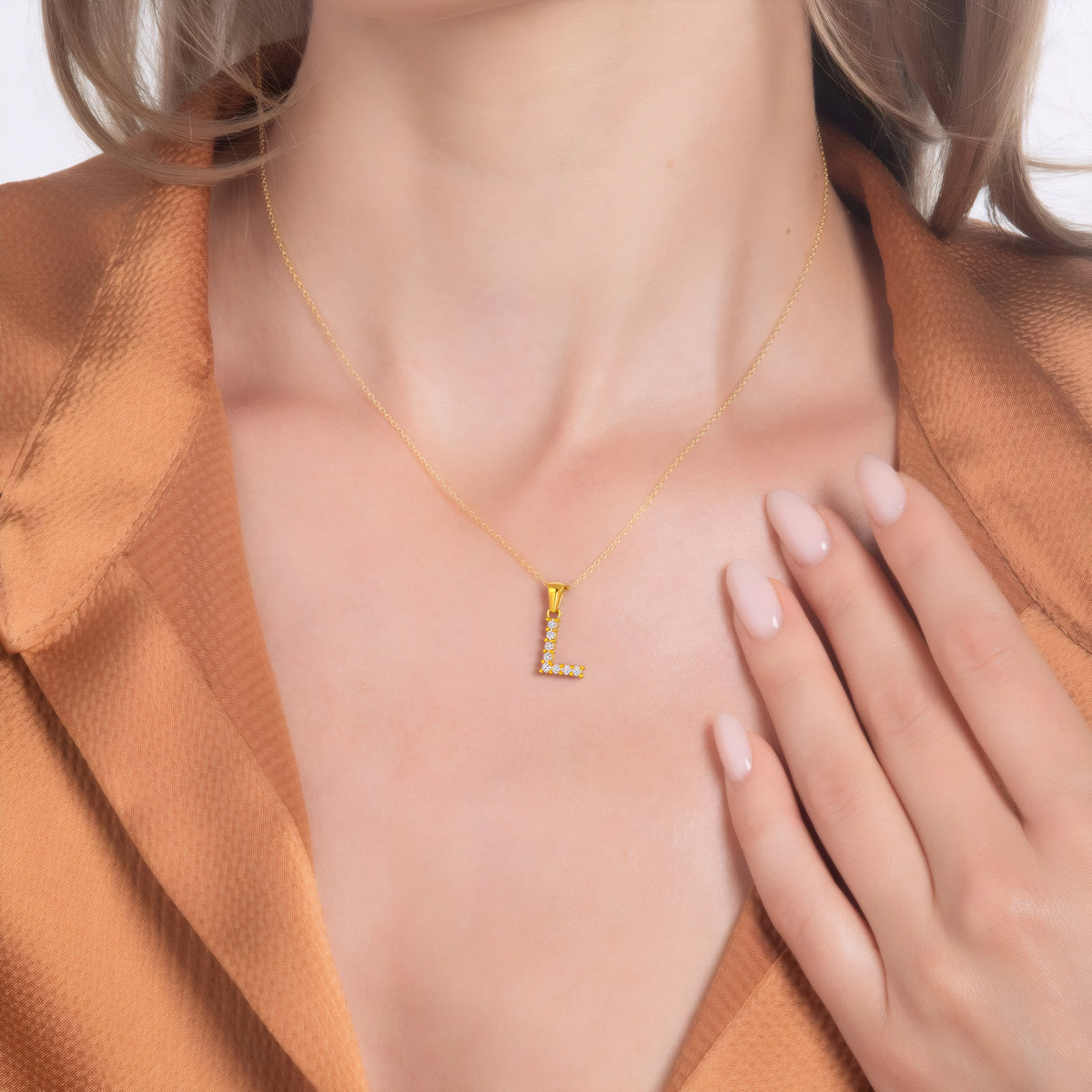 Stainless Steel Initial Necklace for Women, Gold Tone Crystal Letter Pendant, A-Z Alphabet Necklace, Personalized Jewelry Gift