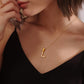 Stainless Steel Initial Necklace for Men and Women, Gold Tone Rhinestone Letter Pendant, A to Z Alphabet Jewelry, 21 x 13 mm