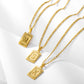 Stainless Steel Initial Necklace for Men and Women, Gold Tone Rectangular Letter Pendant, A to Z Alphabet Jewelry