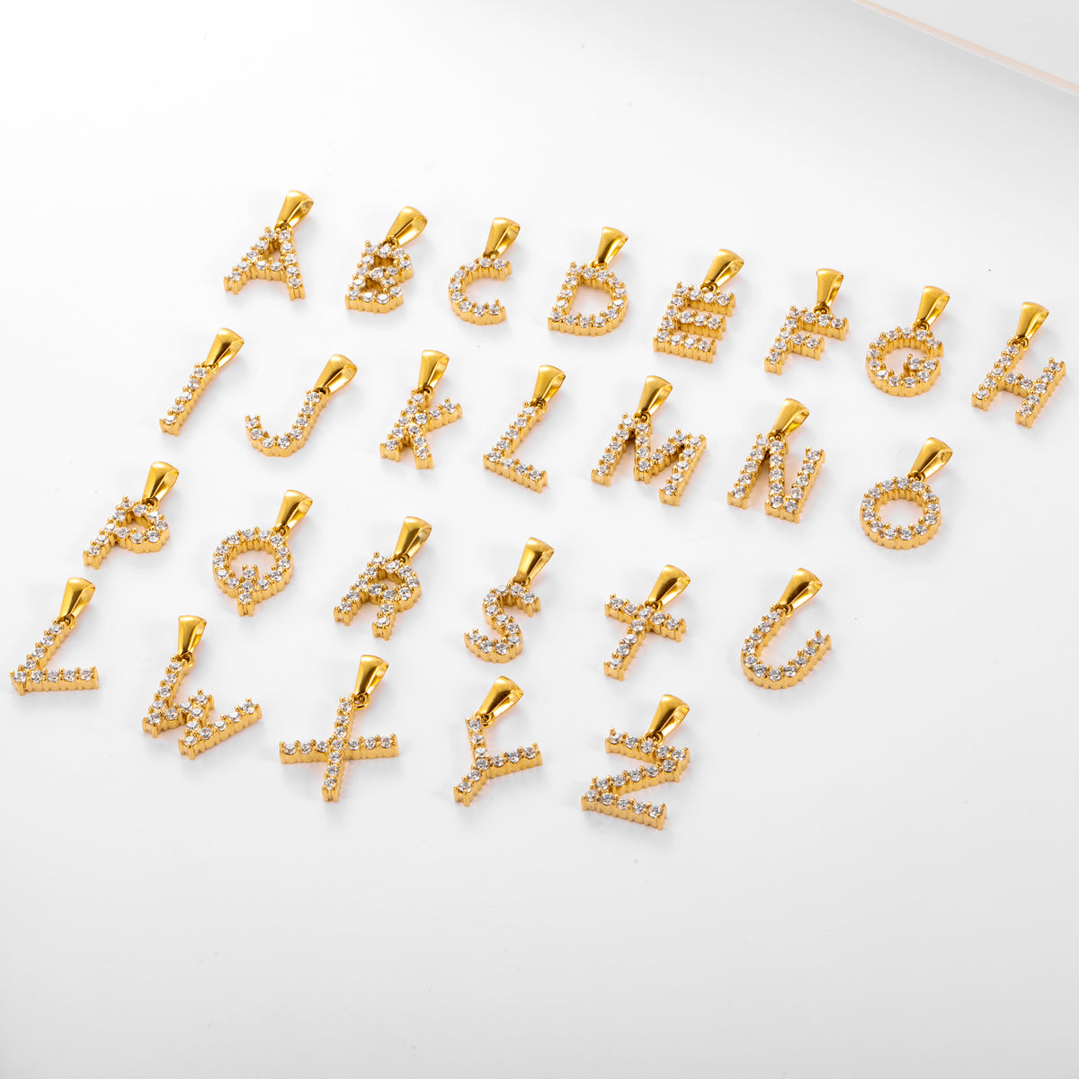 Stainless Steel Initial Necklace for Women, Gold Tone Crystal Letter Pendant, A-Z Alphabet Necklace, Personalized Jewelry Gift