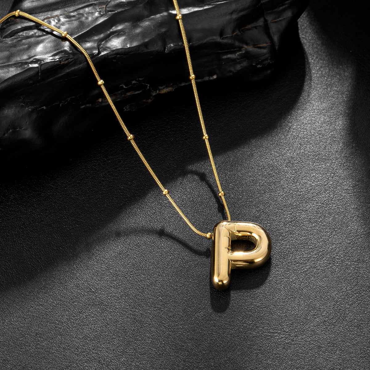 Initial Necklace for Women, Bubble Letter Pendant Necklace, A to Z Alphabet Charm, Beaded Chain Jewelry