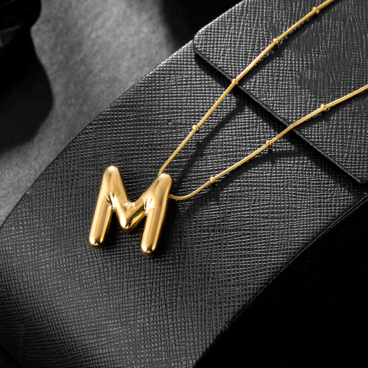 Initial Necklace for Women, Bubble Letter Pendant Necklace, A to Z Alphabet Charm, Beaded Chain Jewelry