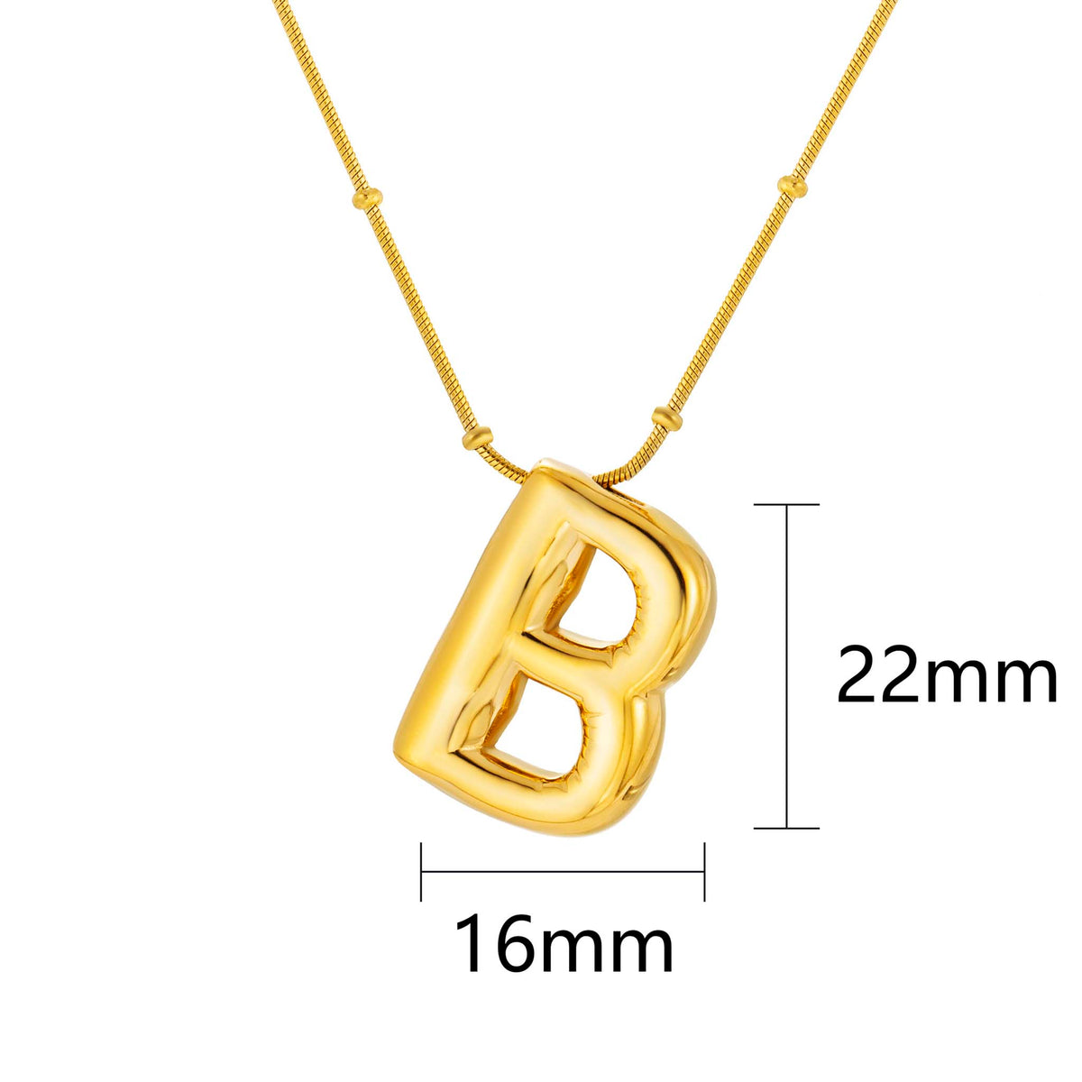 Initial Necklace for Women, Bubble Letter Pendant Necklace, A to Z Alphabet Charm, Beaded Chain Jewelry
