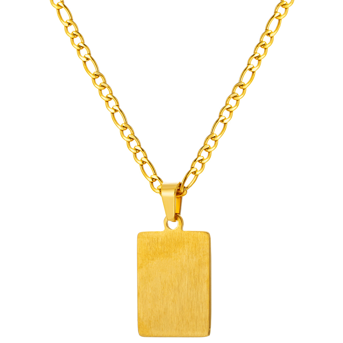 Stainless Steel Initial Necklace for Men and Women, Gold Tone Rectangular Letter Pendant, A to Z Alphabet Jewelry