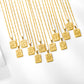 Stainless Steel Initial Necklace for Men and Women, Gold Tone Rectangular Letter Pendant, A to Z Alphabet Jewelry