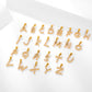 Stainless Steel Initial Necklace for Men and Women, Gold Tone Rhinestone Letter Pendant, A to Z Alphabet Jewelry, 21 x 13 mm