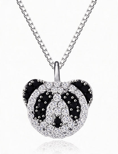 Panda Necklace for Women, Panda Face Pendant with Detailed Stone Accents, Cute Animal Jewelry for Everyday Fashion