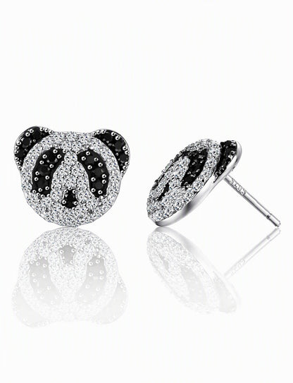 Panda Stud Earrings for Women, Geometric Animal Face Statement Earrings, Everyday Office Party Jewelry