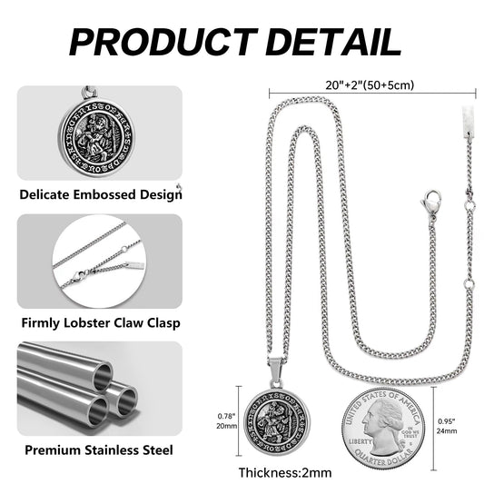 Antique Silver Pendant Necklace Curb Chain N00973