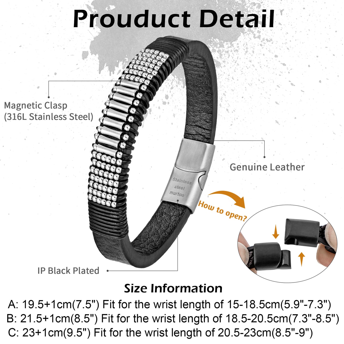 Leather And steel Bracelet B00648