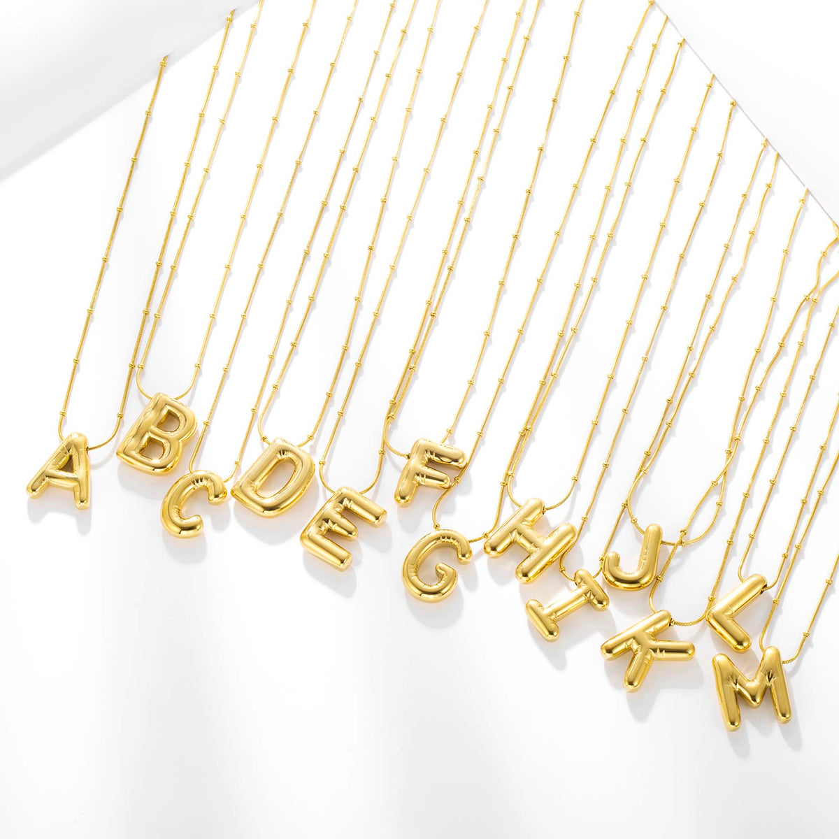 Initial Necklace for Women, Bubble Letter Pendant Necklace, A to Z Alphabet Charm, Beaded Chain Jewelry