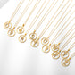 Initial Necklace for Women, Round Frame Letter Pendant, A to Z Alphabet Charm Necklace, Pave Initial Jewelry