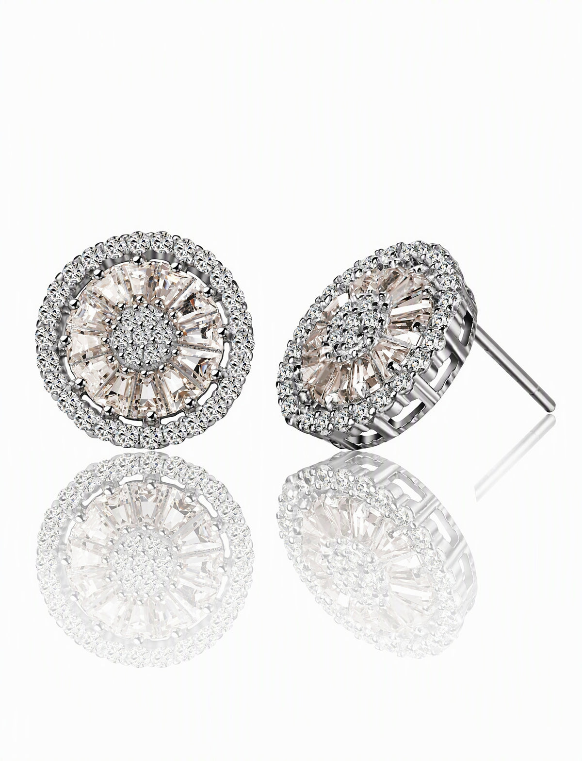 Round Cluster Stud Earrings for Women, Geometric Halo Statement Studs, Everyday Office Wedding Party Jewelry