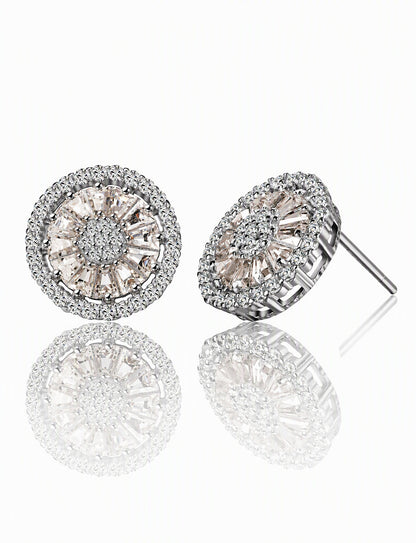 Round Cluster Stud Earrings for Women, Geometric Halo Statement Studs, Everyday Office Wedding Party Jewelry