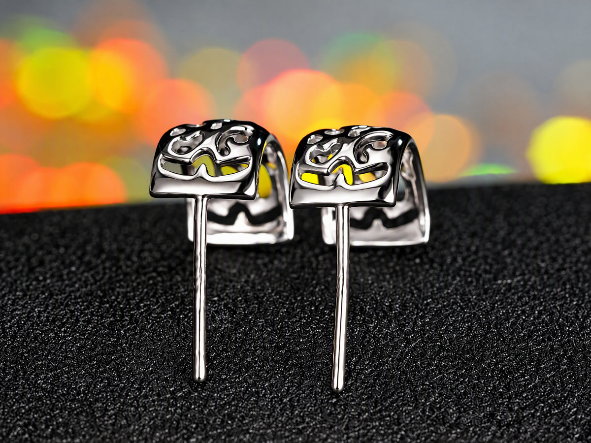 Geometric Openwork Stud Earrings for Women, Square Swirl Statement Earrings, Everyday Office Party Jewelry