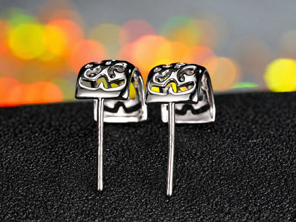 Geometric Openwork Stud Earrings for Women, Square Swirl Statement Earrings, Everyday Office Party Jewelry