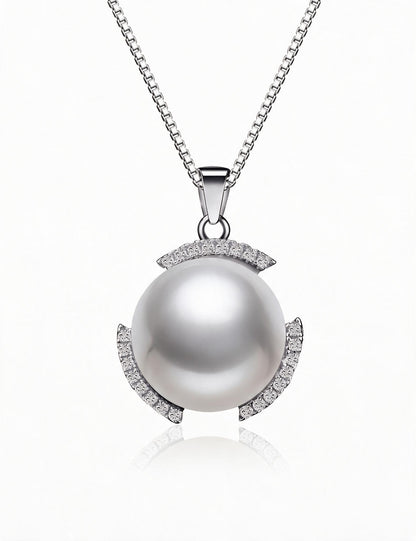 Freshwater Pearl Necklace for Women, S925 Sterling Silver Pearl Pendant Jewelry with Silver Chain