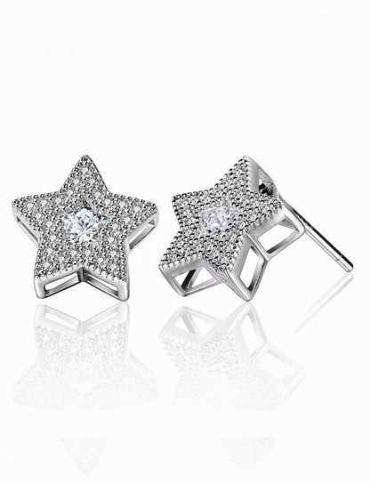 Star Stud Earrings for Women, Geometric Pavé Style Statement Studs, Celestial Everyday Office Party Jewelry