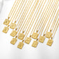 Stainless Steel Initial Necklace for Men and Women, Gold Tone Rectangular Letter Pendant, A to Z Alphabet Jewelry