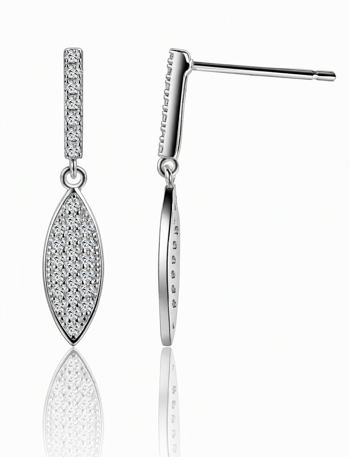 Marquise Drop Earrings for Women, Geometric Pavé Style Dangle Stud Earrings, Wedding Office Party Jewelry
