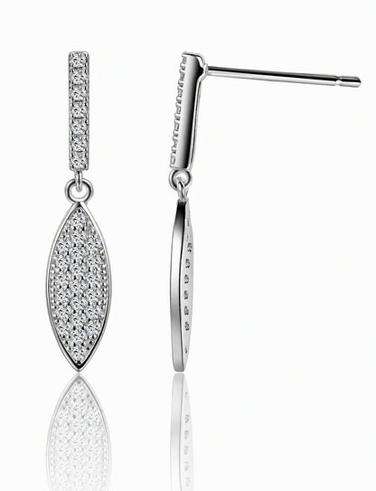 Marquise Drop Earrings for Women, Geometric Pavé Style Dangle Stud Earrings, Wedding Office Party Jewelry